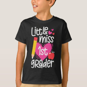 Camiseta Día Escolar Niñas de 1er Grado Pequeña Señorita