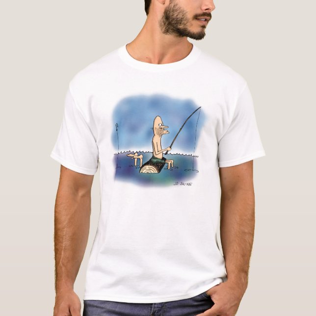 Camiseta Día Extraño Dibujo Animado de Pesca (Anverso)