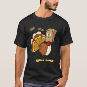 Camiseta Día Feliz de Acción de Gracias Gato Falso Maullar 