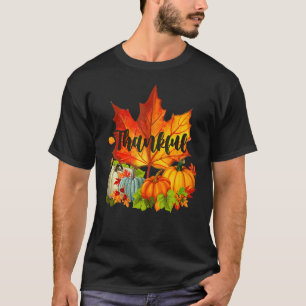 Camiseta Día Feliz de Acción de Gracias Otoño Hojas de Arce