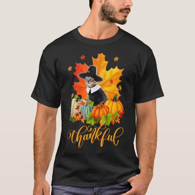 Camiseta Día Feliz de Acción de Gracias Otoño Hojas de Arce (Anverso)