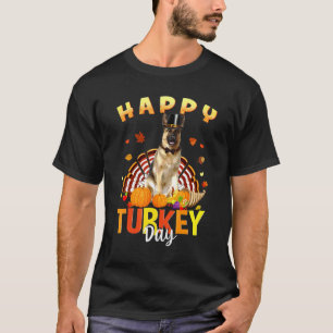 Camiseta Día Feliz de Acción de Gracias Pastor Alemán Día d