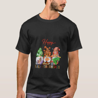 Camiseta Día Feliz de Hallothanksmas para Mujeres Gnomo Lin