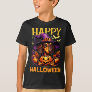 Camiseta Día Feliz de Halloween Dachshund Perro Papá Salchi