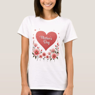 Camiseta Día Feliz de la Madre Corazón Floral