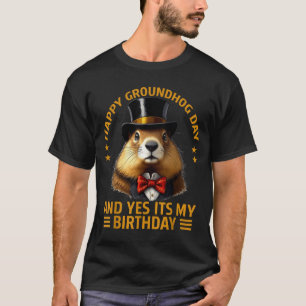 Camiseta Día Feliz de la Marmota Sí Es Mi Cumpleaños Marmot