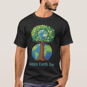 Camiseta Día Feliz de la Tierra Árbol Ilustración de la Nat
