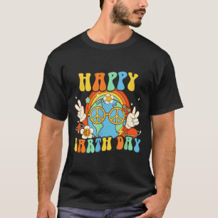 Camiseta Día Feliz de la Tierra Sonrisa Retro Groovy Paz 