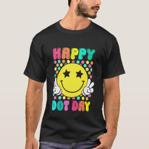 Camiseta Día Feliz de las Manchas Cara Sonriente Colorida L