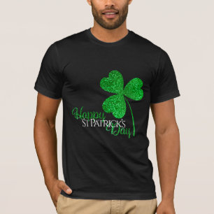 Camiseta Día Feliz de San Patricio Glitter Verde Trébol 