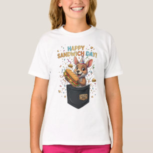 Camiseta Día Feliz del Sándwich Jefe- Canguro Comida Animal