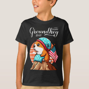 Camiseta Día festivo divertido de la marmota feliz