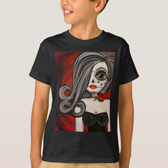 Camiseta Día grande del arte del ojo del cráneo muerto del (Anverso)