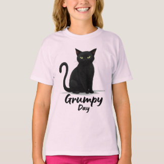 Camiseta Día gruñón con gato negro