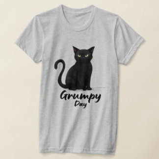 Camiseta Día gruñón con gato negro