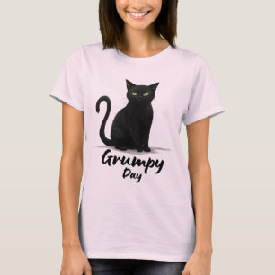 Camiseta Día gruñón con gato negro