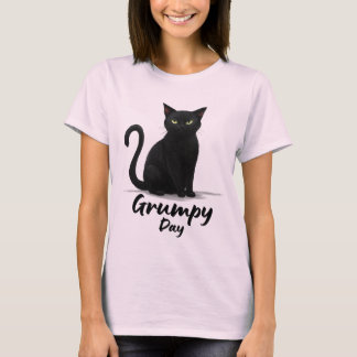 Camiseta Día gruñón con gato negro