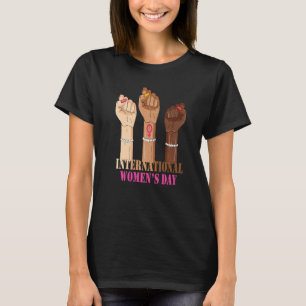 Camiseta Día Internacional De La Mujer De Tres Manos Feliz