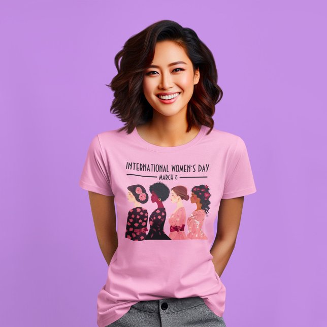 Camiseta Día Internacional de la Mujer: Floral rosa (Subido por el creador)