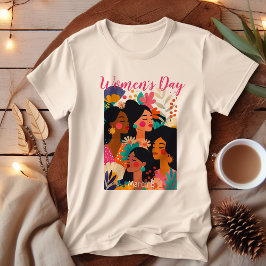 Camiseta Día Internacional de la Mujer Rosa Floral