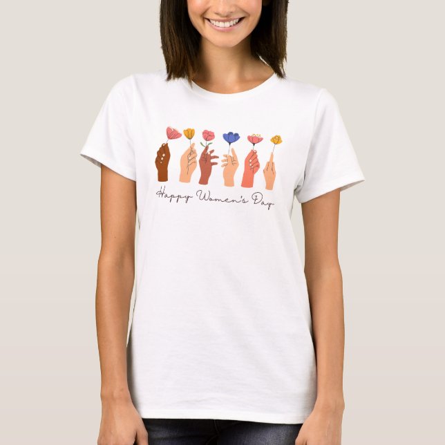 Camiseta Día Internacional de la Mujer Simple Feliz Moderno (Anverso)