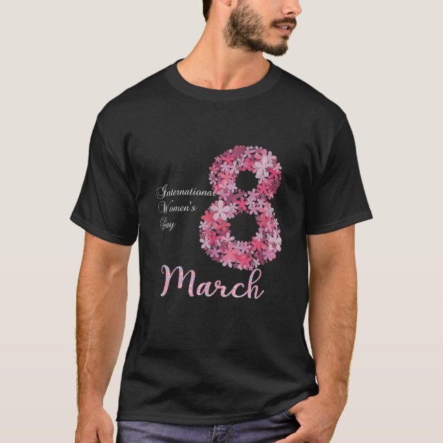 Camiseta Día Internacional de la Mujer Tee Pansy Flower 8 d (Anverso)