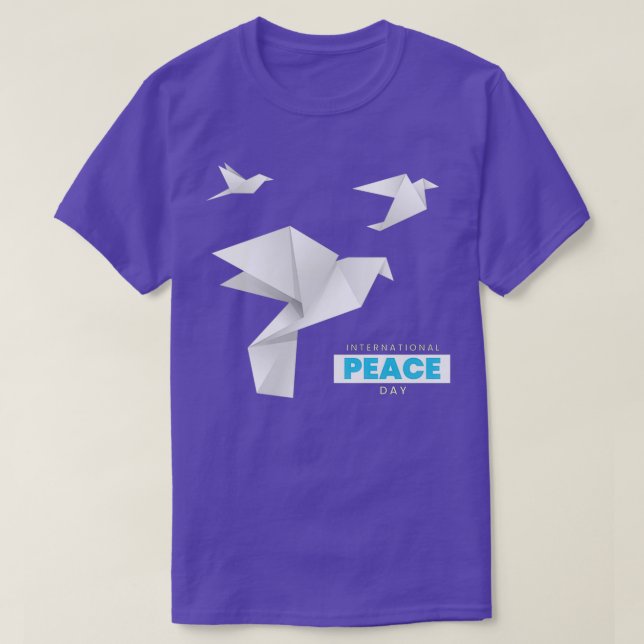 Camiseta Día Internacional de la Paz con palomas de origami (Diseño del anverso)