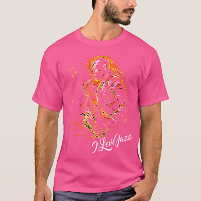 Camiseta Día Internacional del Jazz Me Encanta El Jazz Saxo (Anverso)