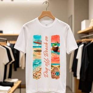Camiseta Día Libre, Playa Encendida en Vacaciones de Acuare