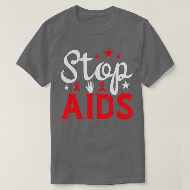 Camiseta Día Mundial contra el SIDA Detener el SIDA Concien (Diseño del anverso)