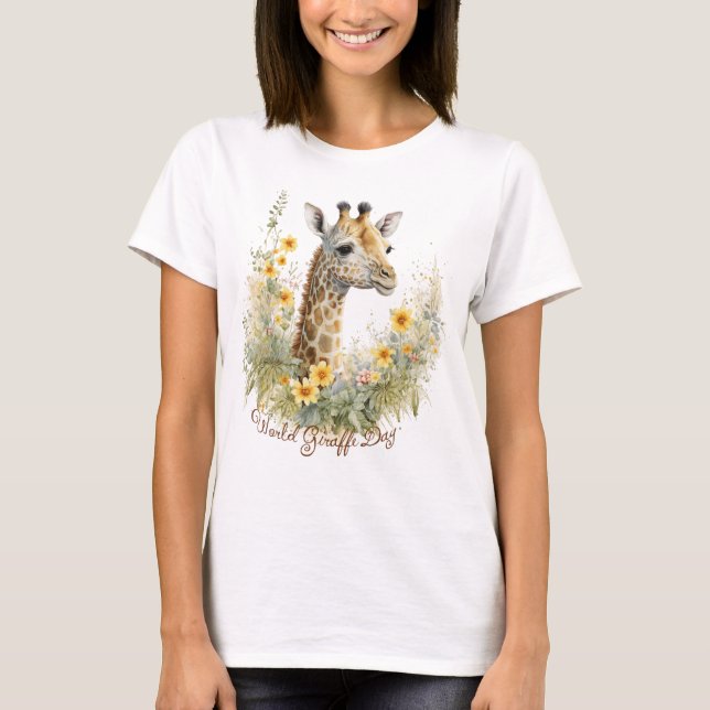 Camiseta Día Mundial de la Giraffe, flores de la jirafa de  (Anverso)