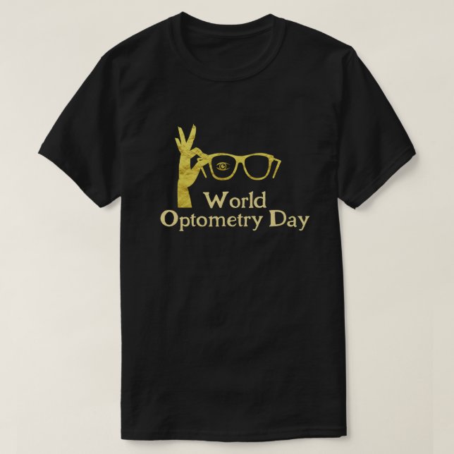 Camiseta Día Mundial de la Optometría Golden Eyeglasses Ico (Diseño del anverso)