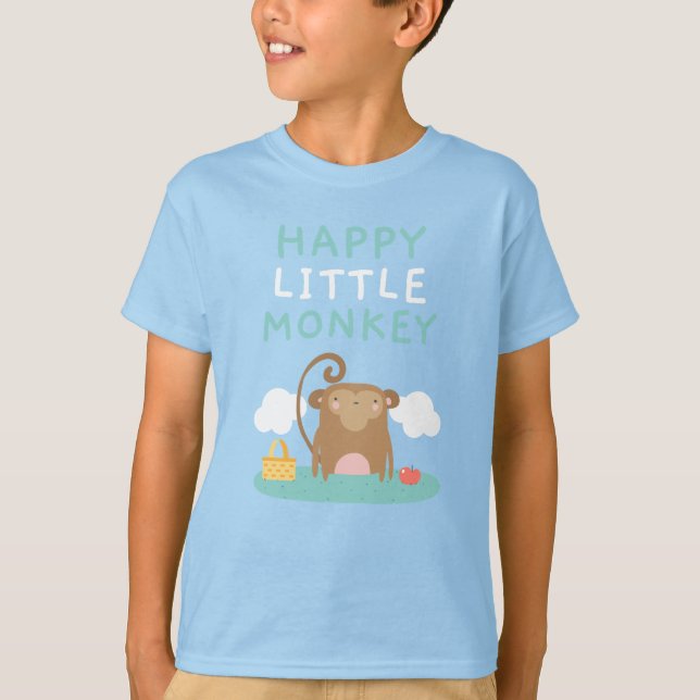 Camiseta Día Mundial de los Animales - Pequeño Mono Feliz (Anverso)