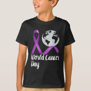 Camiseta Día Mundial del Cáncer de Lavanda Gráfico Niños Y
