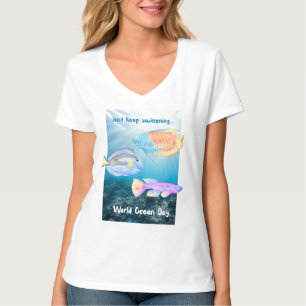 Camiseta Día Mundial del Océano Pescado Seguir Nadando