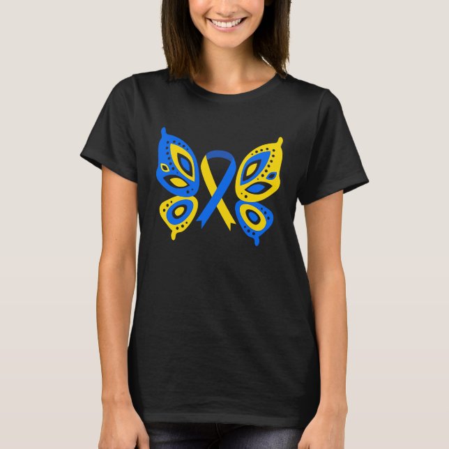 Camiseta Día Mundial del Síndrome de Down Mariposa (Anverso)
