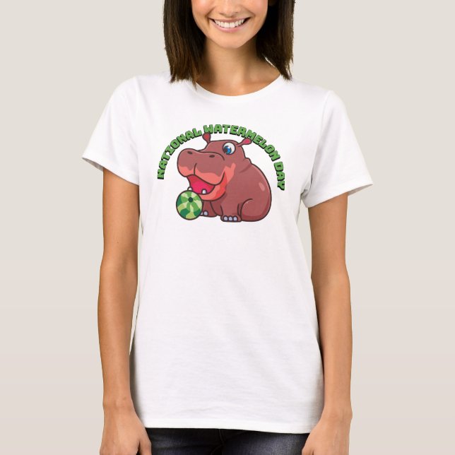 Camiseta Día nacional de la sandía, hipopótamo (Anverso)