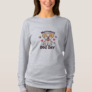 Camiseta Día Nacional del Perro - Perro cómico kawaii con é