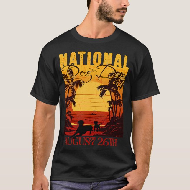 Camiseta Día Nacional del Perro Retro Sunset (Anverso)
