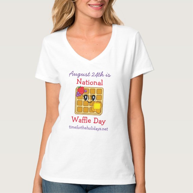 Camiseta Día Nacional del Waffle 24 de Agosto Festividad de (Anverso)