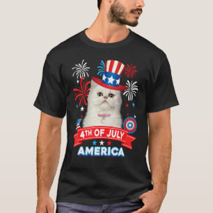 Camiseta Día Patriótico del 4 de Julio Gato Persa Independe