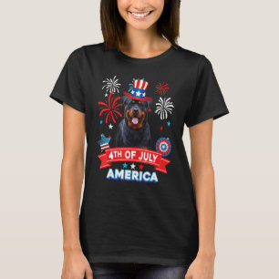 Camiseta Día Patriótico del 4 de Julio Perro Rottweiler Ind
