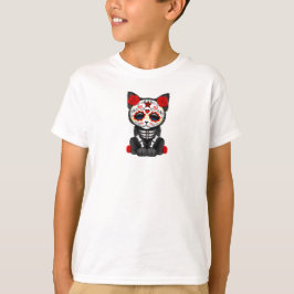 Camiseta Día rojo lindo del gato muerto del gatito