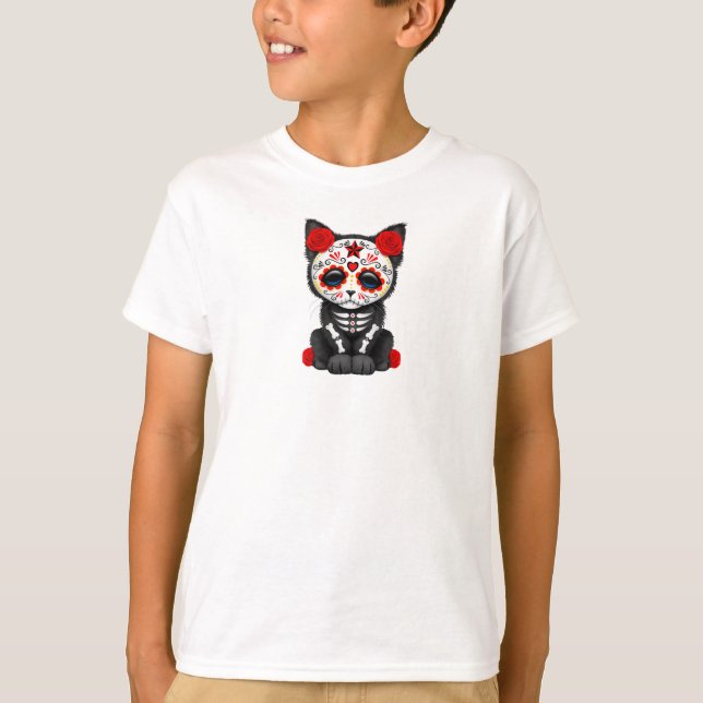 Camiseta Día rojo lindo del gato muerto del gatito (Anverso)