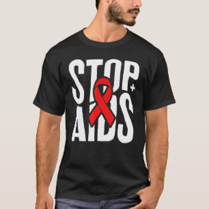 Camiseta Día SIDA Días Detener SIDA Cinta Roja de Concienci