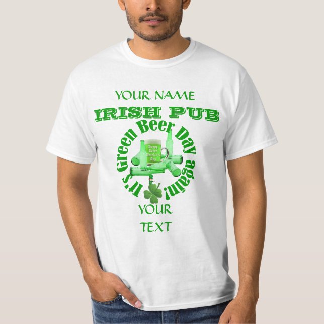 Camiseta Día St Patrick verde de la cerveza (Anverso)