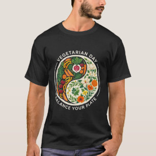 Camiseta Día Vegetariano Equilibra Tu Plato Yin Yang Vegeta