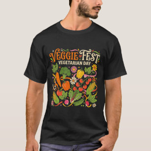 Camiseta Día Vegetariano Veggie Fest Jardín Colorido de Ver