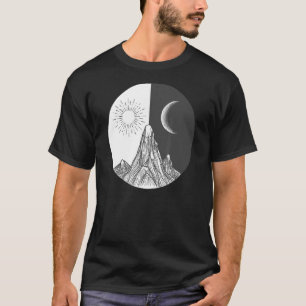 Camiseta Día Y Noche Sol Luna Mundo Luce Buen Gráfico T