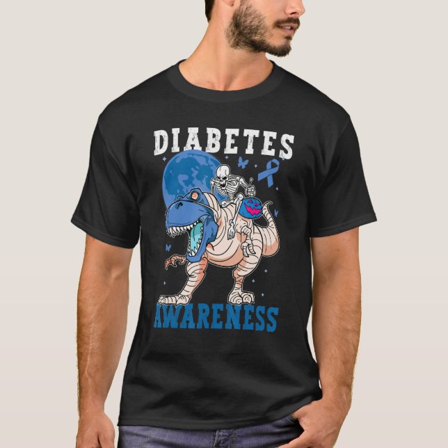 Camiseta Diabetes Awareness Blue Kids Toddler Trex rex Dino (Anverso)